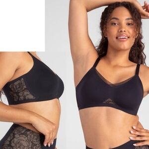 Honeylove CrossOver Lace Back Smoothing Underwire Free Bra in Lace Runway 1X